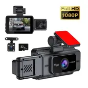 HD Front, Dash Cam Center and Rear Dashboard Camera, HD Three-Camera car Reco...