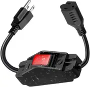 Outdoor Extension Cord with Waterproof In-Line Switch, 3 Prong Heavy Duty Extens
