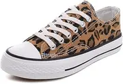[CHICMARK] Women's High/Low Top Sneaker Fashion Leopard Espadrilles, Yellow Low top, 9 AU