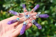 Natural Dream Amethyst crystal Energy emitter sphere seven chakras point gift 1x