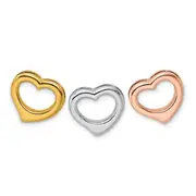Sterling Silver Rhodium, Gold & Rose-Tone Set Of 3 Hearts Pendant