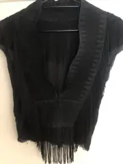 Nicola Finetti Black Fringed Top. BNWT. S10