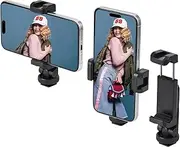 Universal Phone Tripod Mount Adapter with 2 Cold Shoes & 1/4" Screw, 360° Rotates & 180° Tilts Adjustable Smartphone Holder for iPhone, Samsung, Camera Stand, Selfie Stick, Mobile Photography