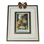 VTG 1970 6¢ Nativity Traditional Christmas Framed Stamp Lotto Handford Heirlooms