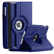 For Apple iPad 5th Gen Cover, iPad 5 Generation 9.7 2017 Leather Smart 360 Rotate Flip Stand Case Cover (Navy Blue)