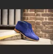 Handmade Men Royal Blue Chukka Boots, Men Ankle Boots, Men Blue Suede Boots 7-17