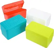 SOPOTUTU 4Pcs Index Card Storage Box Index Card Holder Plastic Recipe Filing Case Portable Note Card Organizer for Home Office Use