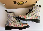 DR. MARTENS 1460 Floral Mash Up Backhand Boots Parchment Beige New