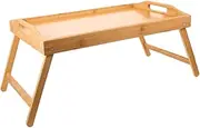 Foldable Wood Bed Tray Table with Handles and Legs Natural Wood Lap Desk for Dormitory Stable Laptop Tray for Breakfast Bed