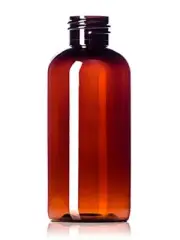 6 PACK - 4 oz Plastic Bottle (Amber or Clear) w/ Black Locking Pump or Flip Cap