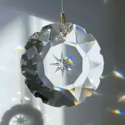 50mm Star Burst Etched Prism Austrian Clear Crystal Pendant Suncatcher 2 inches