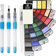 [MEEDEN] Watercolor Paint Set - 42 Assorted Colors Foldable Paint Set with 4 Brushes - Travel Pocket Watercolor Kit for Students Adults Beginner Artist Watercolor Painters Field Sketch Outdoor Painting
