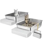 15.2 cm Deep Cat Litter Box Odor-Free Litter Box with Filtering Foot Board
