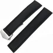 [KAVJU] 20mm 22mm Watch Bracelets Canvas Nylon Leather Watch Strap Fold Buckle Black Watch Band，For Tag Heuer CARRERA AQUARACER Series Watch Band Replace