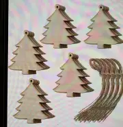 Tatuo 50 Pieces Wooden Christmas Tree Cutouts Embellishments Hanging Ornamen...