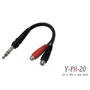 Stander Y-PR-20 6.3mm 立體聲公頭 轉 RCA 左右母頭 音源訊號分接線 [唐尼樂器]