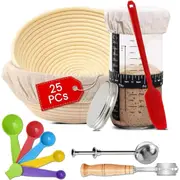 25Pcs Sourdough Bread Baking Supplies Banneton Set Bread Proofing Basket,Complete Sourdough Starter Kit