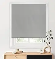 LazBlinds 100% Blackout Roller Shades, No Tools No Drill Cordless Blinds for Windows, Thermal Insulated UV Protection Privacy Window Shades for Bedroom (48''W x 72''H, Grey)