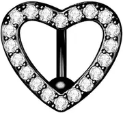 [Decentraland] 1 PC 14G Silver Love Heart Belly Button Rings with Clear Zircon Stainless steel Navel Reverse Hinged Hypoallergenic Piercing Jewelry for Women