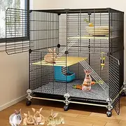 Indoor Encrypted Rabbit Cage, Rabbit Hutch, Rabbit Cage Bunny House, DIY Large Space Bunny Cage, with Tray and Foot Pad(B-74x37x82cm)