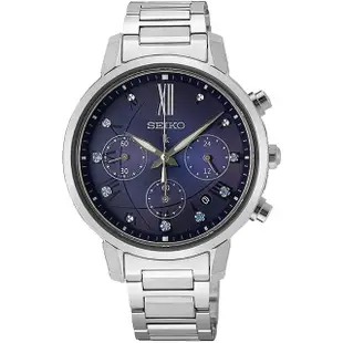 【SEIKO 精工】LUKIA 王淨推薦款星夜太陽能計時女錶 禮物 母親節(V175-0FC0B/SSC921J1)