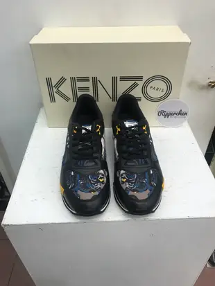 KENZO Paris 黑藍黃配色 滿版 老虎 圖案 休閒鞋 全新正品