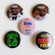 P DIDDY Puffy Daddy Badge Button Set 25mm 1" Pins Pinback 90s Diddler Do Did it
