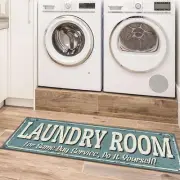 Machine Washable Text Design Rug Non-Slip Rubberback 2X5 Laundry Room Runner