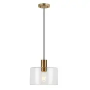 Henri 1-Light Hand-Blown Glass Pendant with Brass Accents