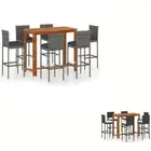 Garden Bar Set Patio Chair Table 5/7 Piece with Cushions Black/Grey vidaXL