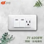 【中一電工 JYE】2入組 PANDA 熊貓系列 夜光壁切(二開關一接地插座組 JY-4208W)