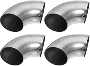 X AUTOHAUX 4pcs OD 3 Inch 90 Degree Mandrel Bend Elbow SS304 Stainless Steel Bend Tube Exhaust Elbow Pipe for Car Modified Exhaust System 3" Piping Silver Tone