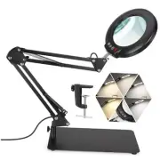 10X Magnifying Glass with Light and Stand, 5 Color Modes Square Base Black