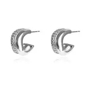 Culturesse Amaryllis Twin Flame Curved Earrings Sterling Silver