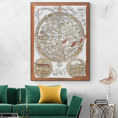 14th Century Mappa Mundi – Medieval Flat Earth World Map & Religious Cosmology