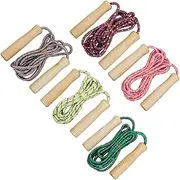 5pcs Wooden Handle Skipping Rope Lightweight Jump Ropes for Ergonomic Design for Comfortable Use for Exercise and Sports Training Durable and Portable Random Color