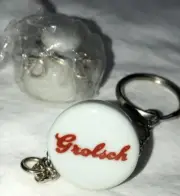 Vintage Grolsch Beer Porcelain Bottle Cap Advertising Keychain New Old Stock NOS