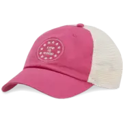 Life Is Good LOGO STARS Soft Mesh Back Chill Cap Hat Pink Snapback Womens OSFM