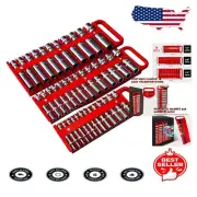Portable 3-Pc Magnetic Socket Holder Set - Keeps 76 Standard Sockets Organized