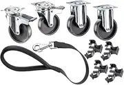 Ferplast Wheels for Medium and Large Dog Carrier Clipper, Set of 2 Swivel Wheels with Brake and 2 Fixed Wheels, for Hard-Sided Dog Carrier, Includes a Handle Leash