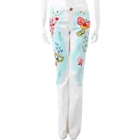 在飛比找Yahoo奇摩購物中心優惠-ANGELO MARANI 白色花蝴蝶圖繪長褲