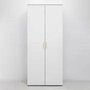 Stockholm Storage Cupboard Slim - White - Oval Brass