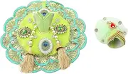 Aditri Creation Laddu Gopal Dress Cloth Bhagwan Poshak of God Krishna Kanhaiya Dev Vastra with Mukut for Metal Idol Statue for Indian Traditional Janmashtami Festival(Size:- 1-2 No.Dia- 6")(Green)