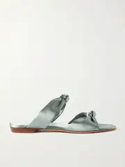 [Le Monde Béryl] Le Monde Béryl - Knot Flat Satin Sandals - Silver - IT40 IT 40 Silver