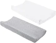 EXQUIMEUBLE 2Pcs Washable Diaper Changing Pad Covers Soft Polyester Liner for Changing Table Fade Resistant Secure Fit for Nursery Use