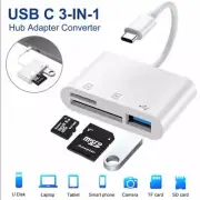 USB C 3 in 1 Hub Converter Type-C Adapter OTG Card Reader For MacBook Pro Phone