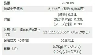 日本【ZOJIRUSHI】不銹鋼保溫便當盒 附提袋 SL-NC09-ST