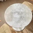 Round White Quartz Stone Coffee Table Top Handmade Furniture Crystal Stone Decor