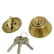 New DeadBolt Lock Entry Keyed Cylinder 3 Key Exterior Interior Kw1 Satin Brass