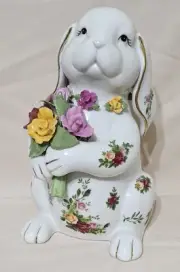 Vintage Royal Albert Old Country Roses Floppy Ear 8" Bunny Rabbit Figurine